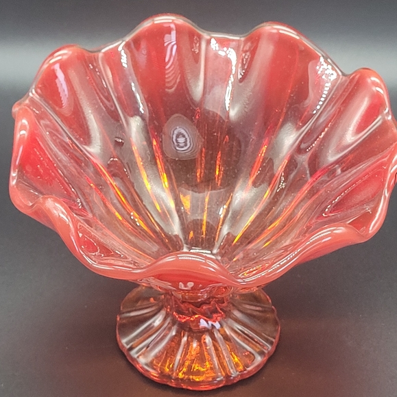 Vintage LE Smith Amberina Compote Cadmium Glow - READ - Picture 2 of 9